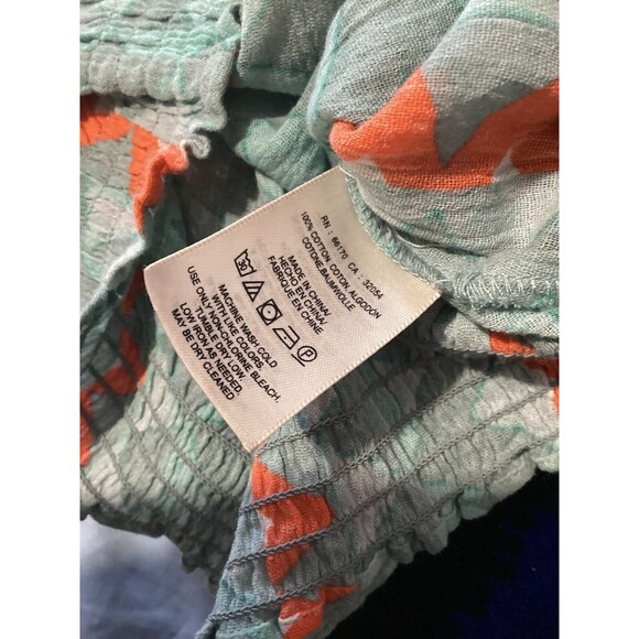 Anthropologie Feather Bone Demetria Smocked Cropped Top Blue Orange Stripe S - Picture 8 of 8